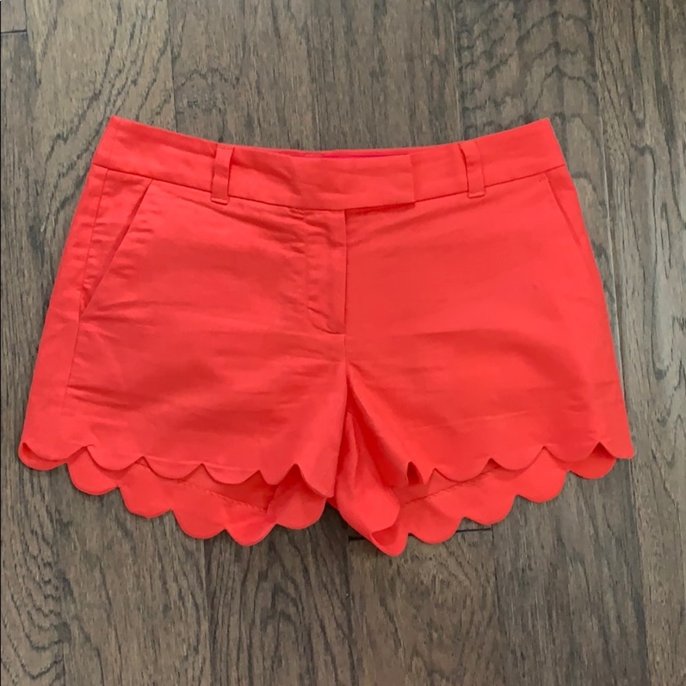 J. Crew Coral Scallop Shorts
